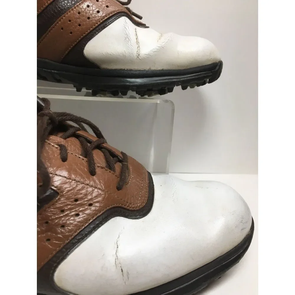 Nike Air Golf Shoes leather‎ mens Size 9.5 brown white oxford Sports Wear
